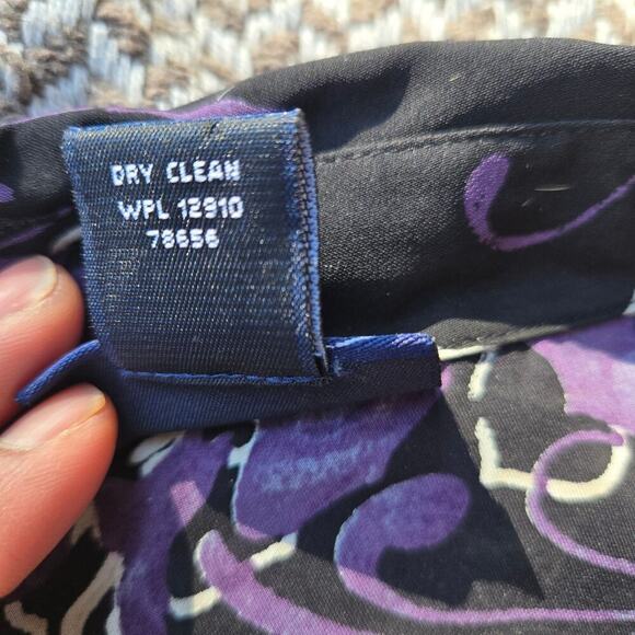 Venezia Jeans Womens Purple Floral Silk Blouse 14/16 Bell Sleeve Whimsigoth Boho - Picture 6 of 8